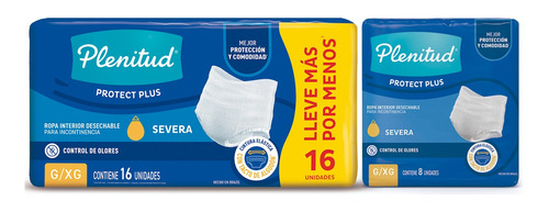 Pañal Para Adultos Plenitud Protect Plus X8 Y X16 Combo