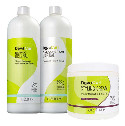 Kit No Poo 1l + One Condition 1l + Styling Cream 500g