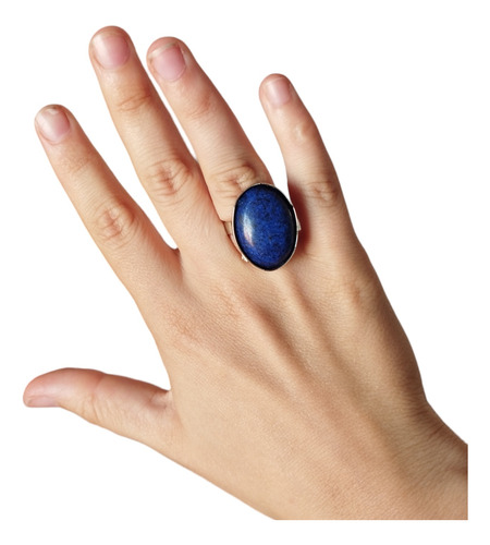 Anillo Lapislazuli Regulable De Alpaca 