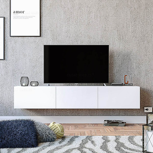 Imagen 6 de 9 de Mesa Tv Flotante Para Lcd. Con Puertas. 160cm. Moderno