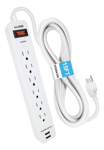 Regleta De Enchufes Con 6 Tomas De Corriente + 2 Puertos Usb