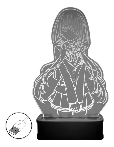 Velador Kurumi Date A Live Lampara Anime Led Color Fijo Usb