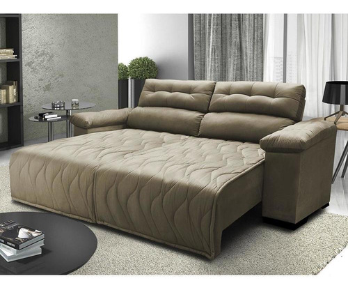 Sofá 2,82m Retrátil E Reclinável Cama Inbox Top Castor Desenho do tecido Liso