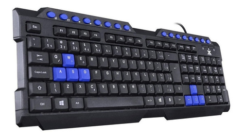 Teclado gamer Vinik Dragon V2 QWERTY português Brasil cor preto e azul