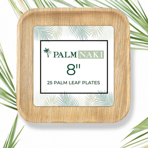 Palm Naki Platos Cuadrados De Hoja De Palma (25 Unidades)