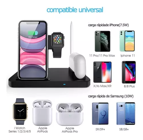 Base De Carga Inalámbrica 4 En 1 iPhone AirPods Apple Watch