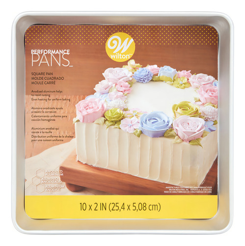 Molde Cuadrado 10x2 PuLG Aluminio Perforado / Wilton Color Plateado