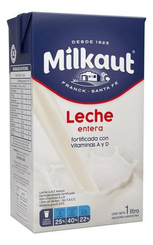 Leche Entera Larga Vida X1lit Milkaut