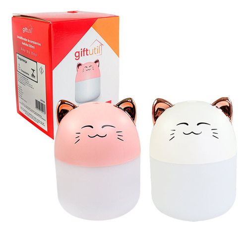 Giftutil Umidificador De Ambientes Purificador Portátil Led Usb 250ml Cor Gatinho Sortido