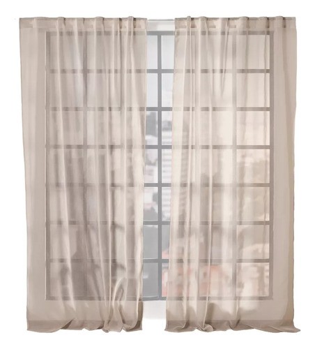 Juego De 2 Cortinas Translucidas Viena Beige Vianney Textura Voile Largas 2.30m