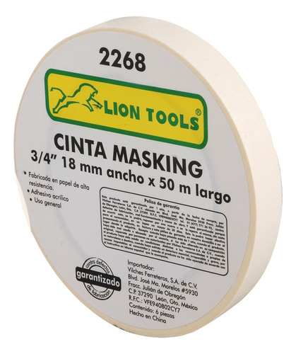 Pack 6 Pzas - Cinta Masking 3/4 Lion Tools