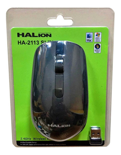 Mouse Inalambrico Halion Slim Ha-2113 Wifi Gris Y Negro