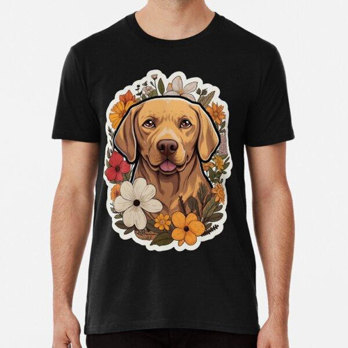 Remera Golden Bloom Bliss - Cartoon Labrador Portrait Algodo