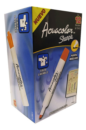 Marcador Base Agua Sharpie Acuacolor Naranja 12 Piezas