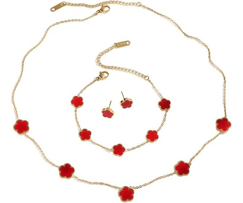 Set Pulsera Y Collar Mujer Elegante Ajustable Regalo Rosa