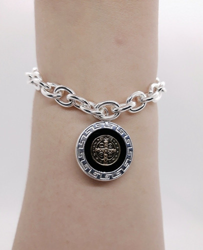 Imagen 4 de 4 de Pulsera Tiffany, San Benito. Acero Blanco, Ionizado Plata.