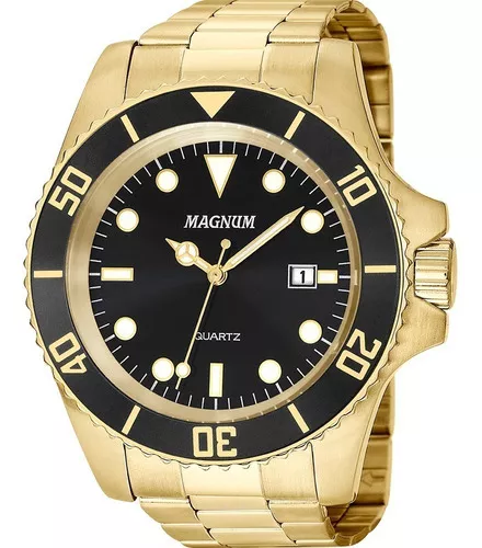 Relógio Masculino Magnum Automático Luxo Dourado Original Cor Do Bisel  Igual As Imagens Cor Do Fundo