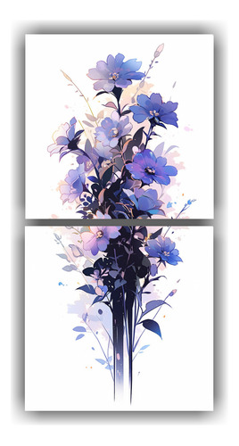 80x40cm Cuadros Vanguardia Relieve Watercolours Flores