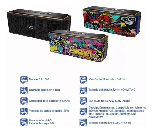Altavoz Bluetooth Portátil Con Subwoofer Bluetooth 5.1