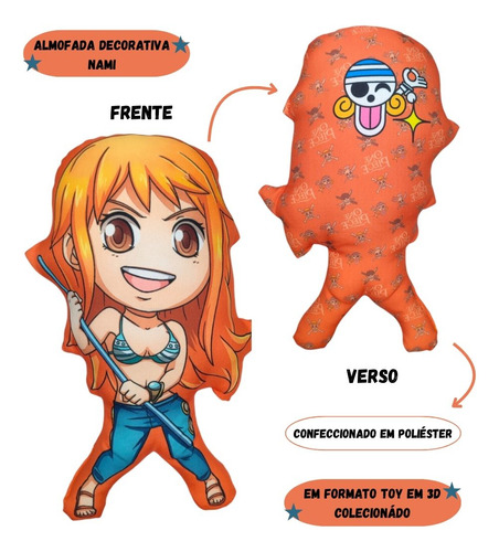 Almofada 3d Nami Boneco Monkey Luffy One Piece Chapeu Palha