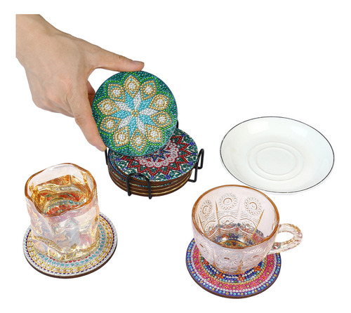 Posavasos Diy Diamond Paint, Paquete De 8 Vasos De Cerámica