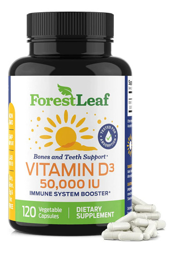 Vitamina D3 50,000 Iu 120 Capsulas Ansiedad Vegano +potente!