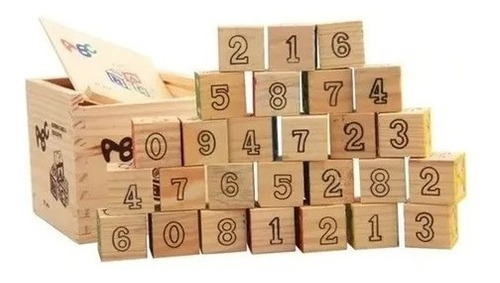 Cubo Didáctico Letras Números Madera Grande 27pcs Dd-1045