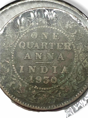 Moneda India Británica Rey George V De 1/4 Anna Del Año 1930 (Usado)