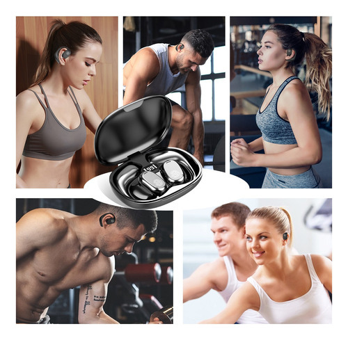 Auriculares Deportivos AKG EJ4 Bluetooth 5.3 Inalámbrico con Cancelación de Ruido Impermeable Clip de Sudor Anti Caída 800mah Pantalla Digital Negro