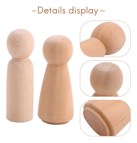 10 Muñecos De Madera Sin Terminar De 65 Mm Con Forma De Clav