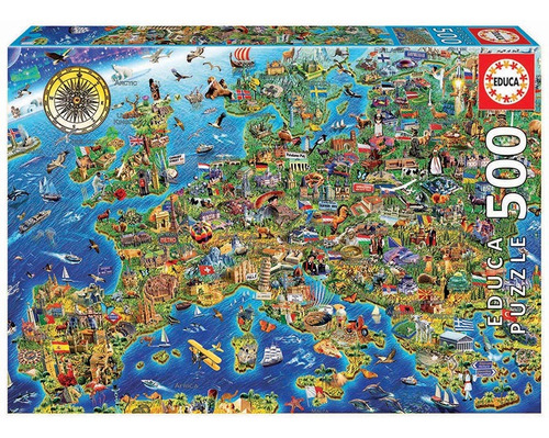 Puzzle Mapa De Europa Geografía Educa 48cm X 34cm 500 Piezas