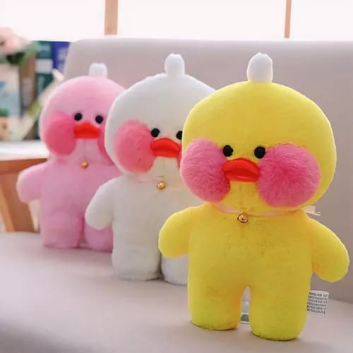 Peluche Pato Lalafanfan Blanca Con Ropa Y Accesorios 30 Cm