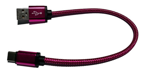 Imagem 2 de 5 de Cabo Tipo C - Usb Celular - Revestido Metálico Pink 25cm