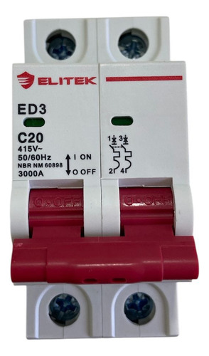 Disjuntor Bipolar Elitek 20a Curva C - Ed62c20a