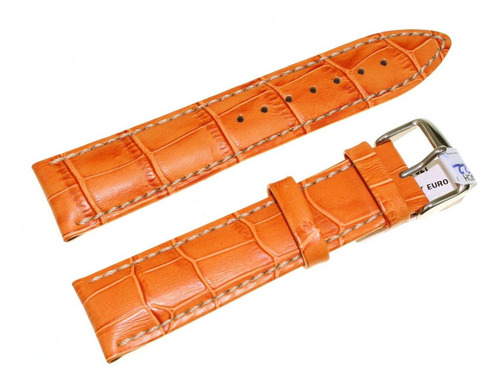 Correa Reloj Hirsch Modena Hebilla Plateada L 18mm Naranja