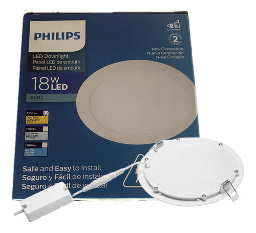  Panel/plafón Embutir Led Philips 18w Redondo-cuadrado