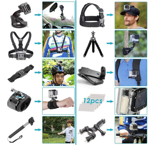 Kit Maleta Gopro 51 Accesorios Camara Deportes Envio Gr/3048