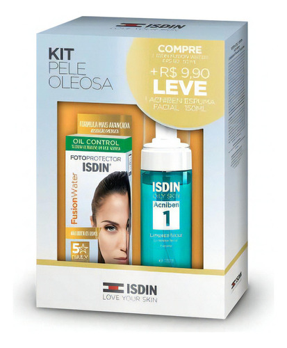 Kit Isdin Fusion Water Fps 60 50ml + Espuma Oily Skin 150ml