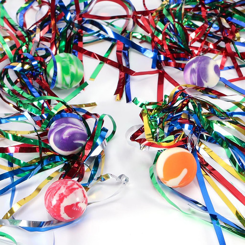 Pelota Loca Saltarina Con Cintas Coloridas Juguete De Fiesta