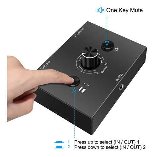 Conmutador De Audio Estéreo De 3,5 Mm 1 En 2 Salidas 2 En 1