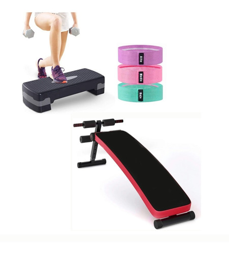 Combo De Aerobics  Banco Abdominal / Step / Bandas  Crossfit