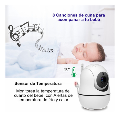 Camara Robotica Ptz Para Monitor De Bebe Zinker Color Blanco
