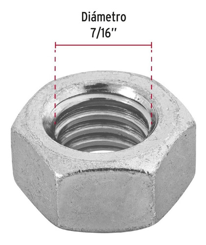 Bolsa C/60 Tuercas 7/16 Hexagonales Acero Galvanizado Fiero
