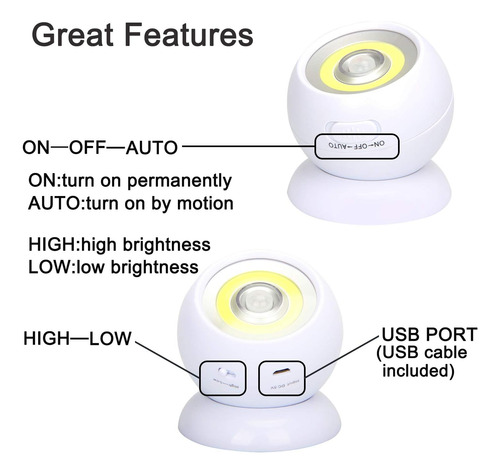 Lebote - Luz Sensor De Movimiento, Funciona Pilas, Func...