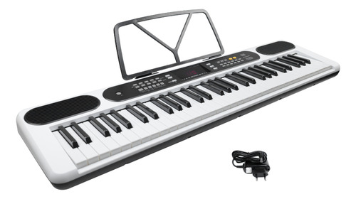 Teclado Musical 61 Teclas Az Keys Tone Branco C/fonte