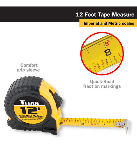 Fita Métrica Titan 10912 6 Peças 3,6 M Com Marcações