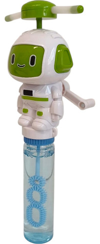 Juego Burbujero Con Luz Robot 22 Cm Color Verde