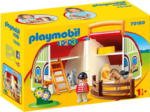 Playmobil 1.2.3 70180 Mi Primera Granja Maletín,