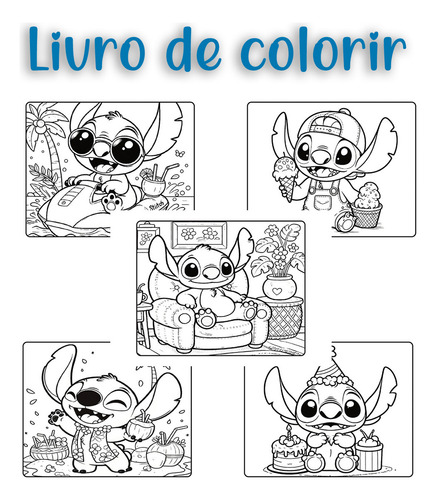 Bobbie Goods Livro De Colorir Stitch Com 50 Folhas