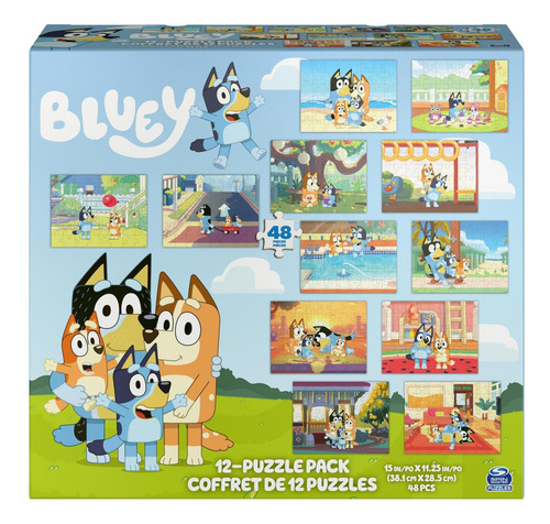 Bluey, Paquete De 12 Rompecabezas Para Familias, Niños Y Niñ